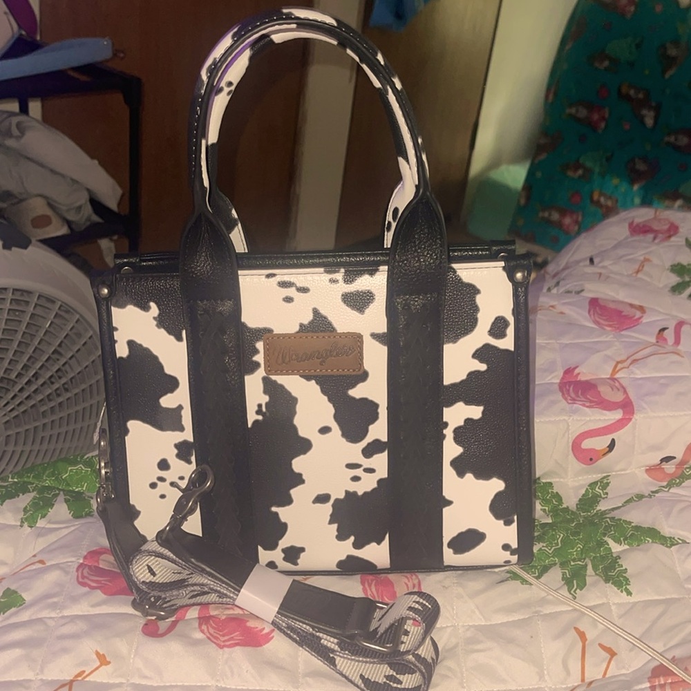 Cow print wrangler purse brand new